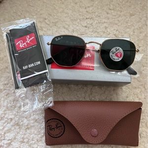 RayBan Hexagonal Gold frame , G-15 green lens POLARIZED M(51-21) NEW IN BOX
